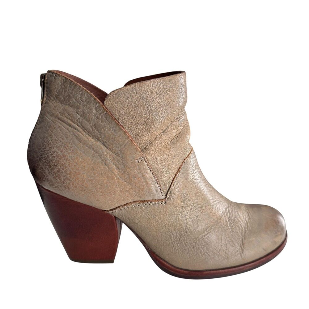 Kork-Ease Boots Womens Size 9.5 Beige Leather Ankle Booties Block Heel K42622